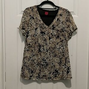 212 Collection brown black print  top  Sz L NWOT